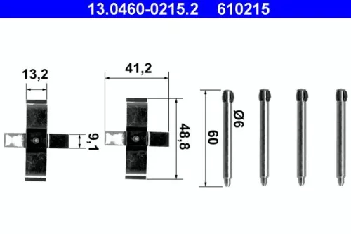 Accessory Kit, disc brake pad ATE 13.0460-0215.2)