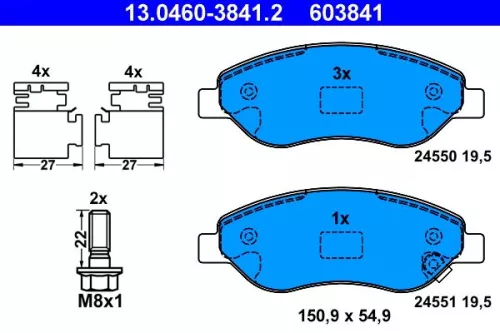 Brake Pad Set, disc brake ATE 13.0460-3841.2)
