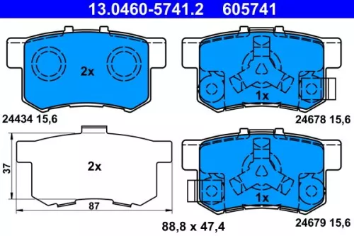 Brake Pad Set, disc brake ATE 13.0460-5741.2)