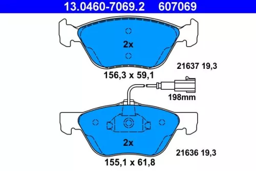 Brake Pad Set, disc brake ATE 13.0460-7069.2)