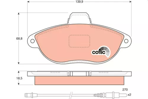 Brake Pad Set, disc brake TRW GDB1216)