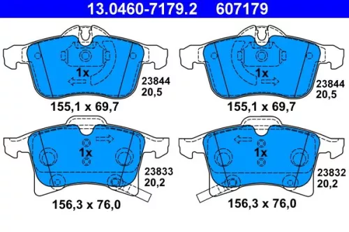 Brake Pad Set, disc brake ATE 13.0460-7179.2)