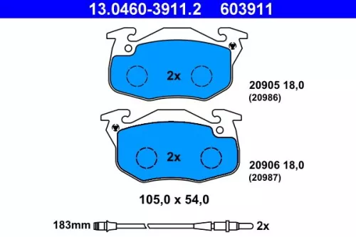 Brake Pad Set, disc brake ATE 13.0460-3911.2)