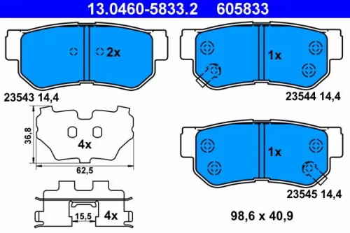Brake Pad Set, disc brake ATE 13.0460-5833.2)