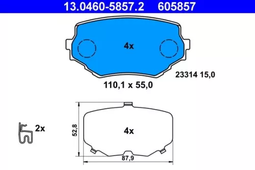 Brake Pad Set, disc brake ATE 13.0460-5857.2)