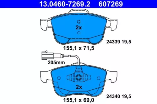 Brake Pad Set, disc brake ATE 13.0460-7269.2)