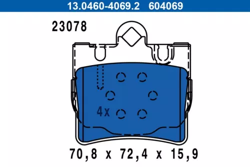 Brake Pad Set, disc brake ATE 13.0460-4069.2)