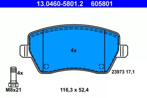 Brake Pad Set, disc brake ATE 13.0460-5801.2)
