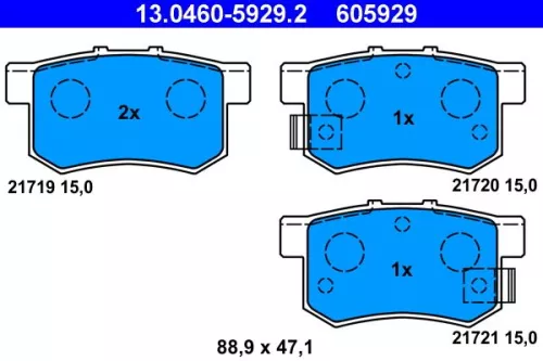 Brake Pad Set, disc brake ATE 13.0460-5929.2)