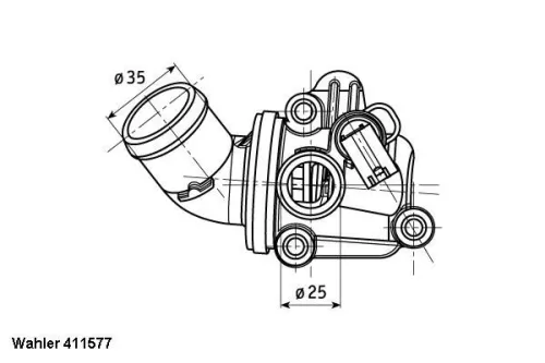 Thermostat, coolant BorgWarner (Wahler) 411577.80D)