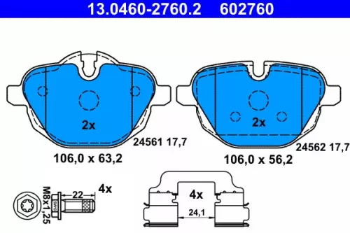 Brake Pad Set, disc brake ATE 13.0460-2760.2)