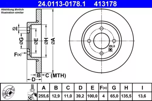 Brake Disc ATE 24.0113-0178.1)