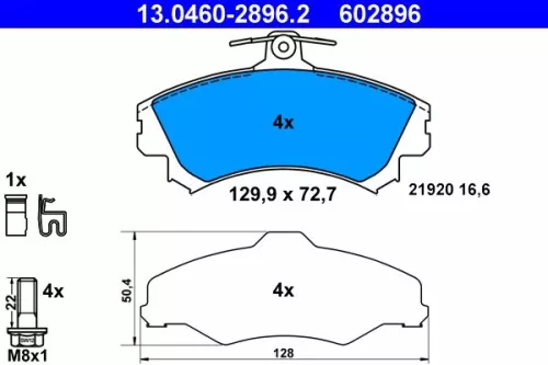 Brake Pad Set, disc brake ATE 13.0460-2896.2)