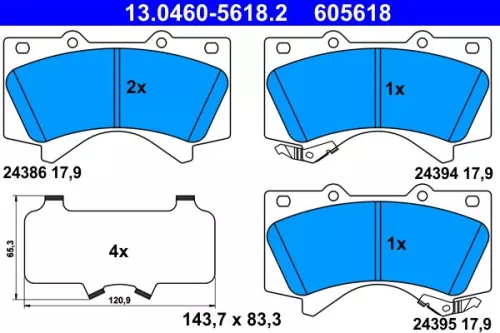 Brake Pad Set, disc brake ATE 13.0460-5618.2)