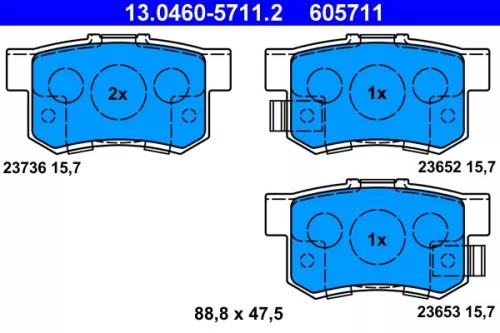 Brake Pad Set, disc brake ATE 13.0460-5711.2)