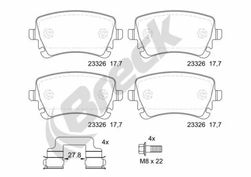 Brake Pad Set, disc brake BRECK 23326 00 702 00)