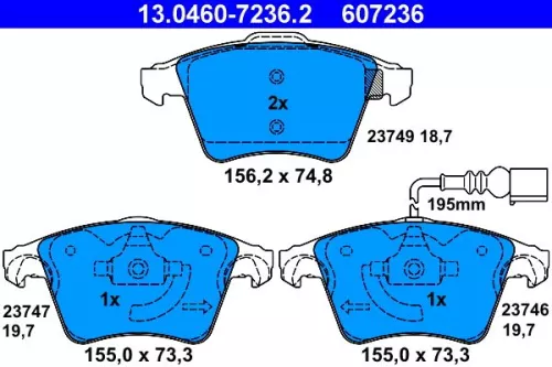 Brake Pad Set, disc brake ATE 13.0460-7236.2)