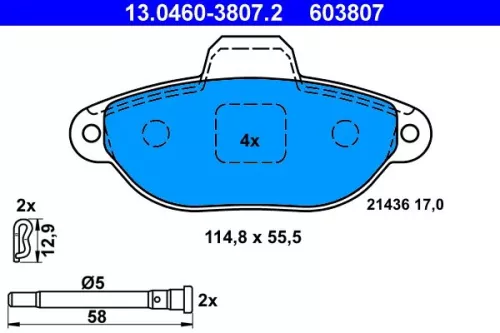 Brake Pad Set, disc brake ATE 13.0460-3807.2)