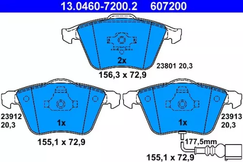Brake Pad Set, disc brake ATE 13.0460-7200.2)