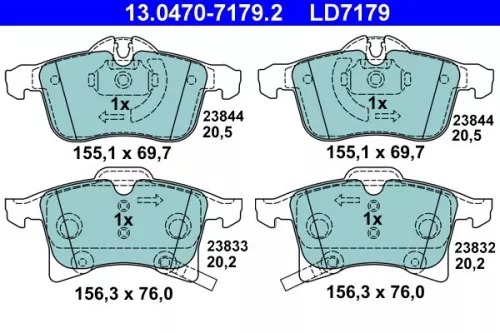 Brake Pad Set, disc brake ATE 13.0470-7179.2)