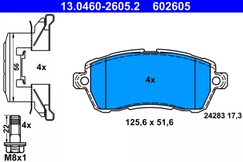 Brake Pad Set, disc brake ATE 13.0460-2605.2)