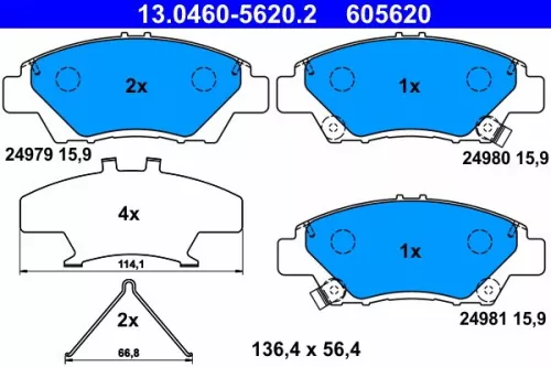 Brake Pad Set, disc brake ATE 13.0460-5620.2)