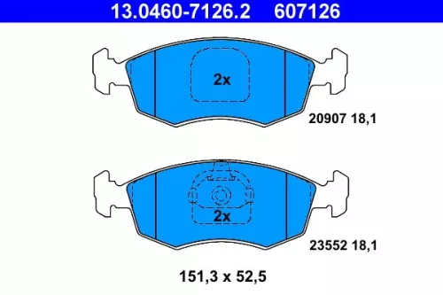 Brake Pad Set, disc brake ATE 13.0460-7126.2)
