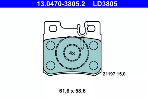 Brake Pad Set, disc brake ATE 13.0470-3805.2)