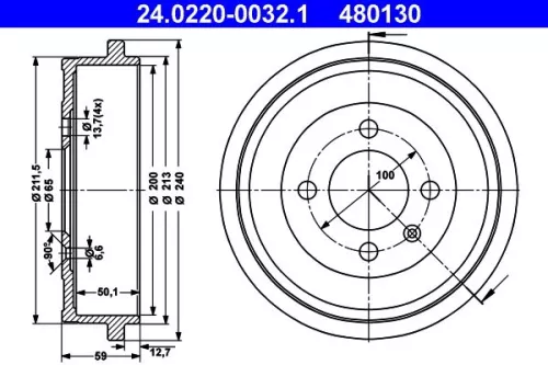 Brake Drum ATE 24.0220-0032.1)