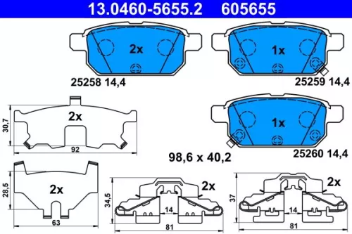 Brake Pad Set, disc brake ATE 13.0460-5655.2)