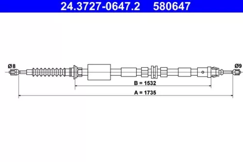 Cable Pull, parking brake ATE 24.3727-0647.2)