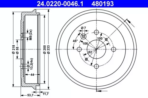 Brake Drum ATE 24.0220-0046.1)