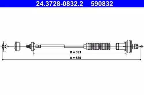 Cable Pull, clutch control ATE 24.3728-0832.2)