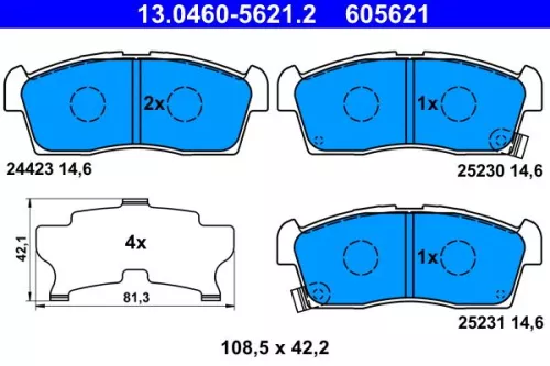 Brake Pad Set, disc brake ATE 13.0460-5621.2)
