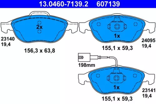 Brake Pad Set, disc brake ATE 13.0460-7139.2)