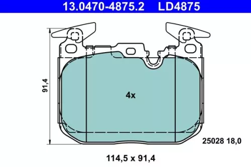 Brake Pad Set, disc brake ATE 13.0470-4875.2)