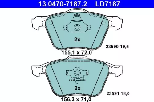 Brake Pad Set, disc brake ATE 13.0470-7187.2)