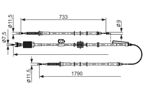 Cable Pull, parking brake BOSCH 1 987 482 803)