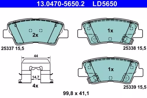 Brake Pad Set, disc brake ATE 13.0470-5650.2)
