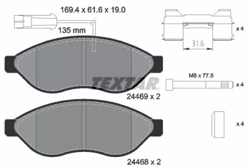 Brake Pad Set, disc brake TEXTAR 2446902)