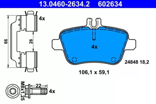 Brake Pad Set, disc brake ATE 13.0460-2634.2)
