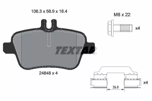 Brake Pad Set, disc brake TEXTAR 2484805)