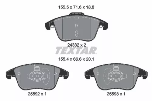 Brake Pad Set, disc brake TEXTAR 2433205)