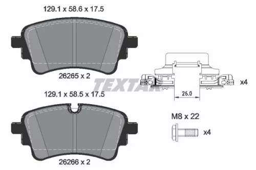 Brake Pad Set, disc brake TEXTAR 2626501)
