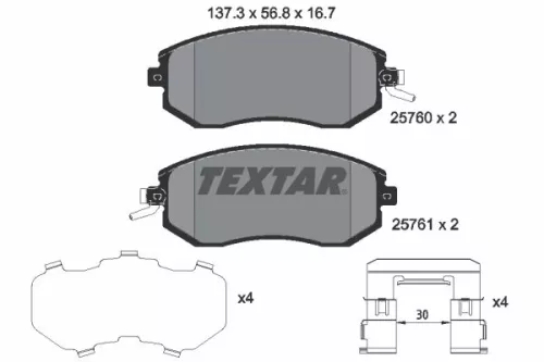 Brake Pad Set, disc brake TEXTAR 2576001)