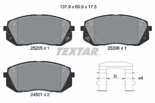 Brake Pad Set, disc brake TEXTAR 2520501)