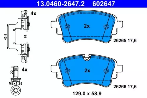 Brake Pad Set, disc brake ATE 13.0460-2647.2)