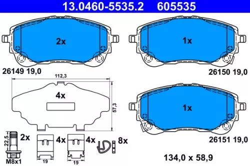 Brake Pad Set, disc brake ATE 13.0460-5535.2)