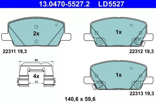 Brake Pad Set, disc brake ATE 13.0470-5527.2)