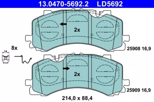 Brake Pad Set, disc brake ATE 13.0470-5692.2)